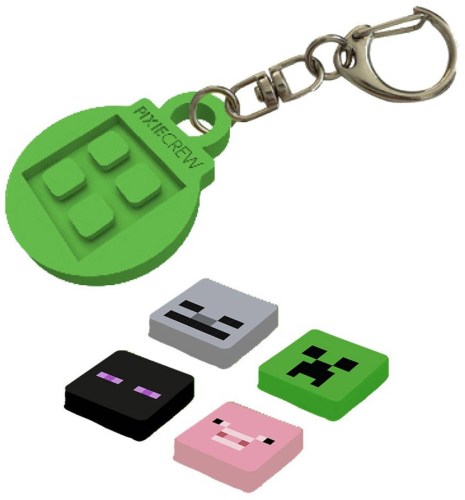 PIXIE CREW & MINECRAFT Klíčenka zelená + 4 multipixely silikon