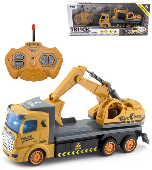 RC Nákladní auto s bagrem na vysílačku 27MHz na baterie Světlo