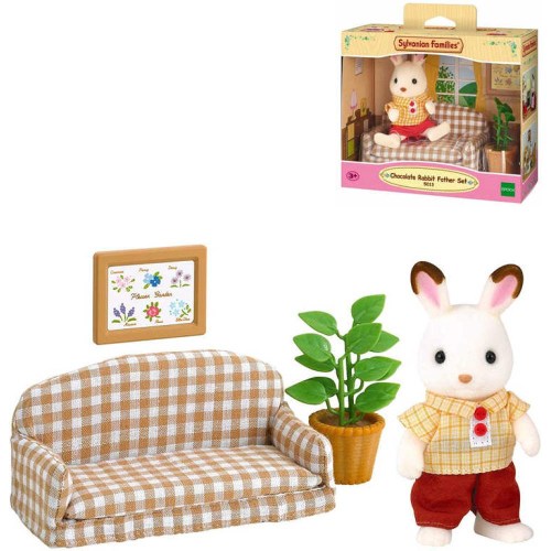 Sylvanian Families Chocolate taťka na pohovce herní set s doplňky