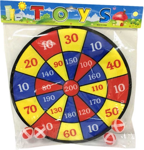 Terč na suchý zip 36cm látkový set se 4 míčky v sáčku