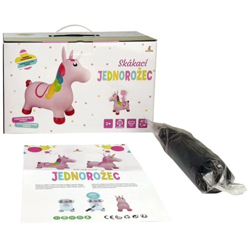 Baby hopsadlo nafukovací jednorožec růžový set skákadlo s pumpičkou