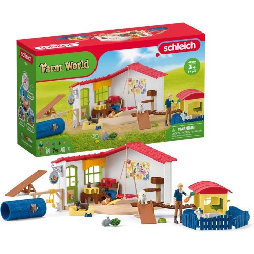 SCHLEICH Hotel pro mazlíčky herní set s figurkami a zvířátky v krabici plast
