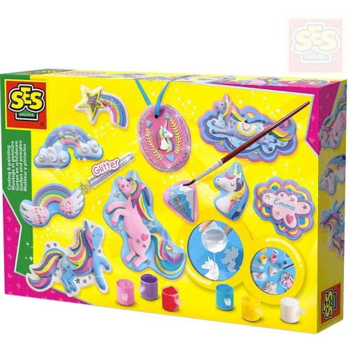 SES CREATIVE Odlévání a malování ze sádry set s formičkami jednorožci