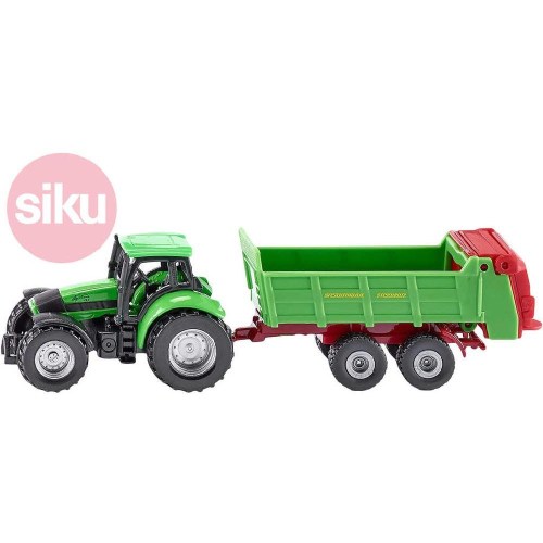 SIKU Model traktor s vlekem zelený kov