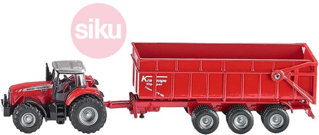 SIKU Traktor farmářský Massey Ferguson s přívěsem Krampe 1:87 kovový model 1844