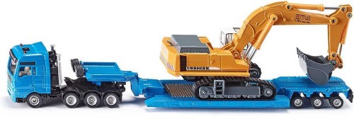 SIKU Tahač s nákladem MAN TG-A set s bagrem Liebherr 974 model 1:87 kov