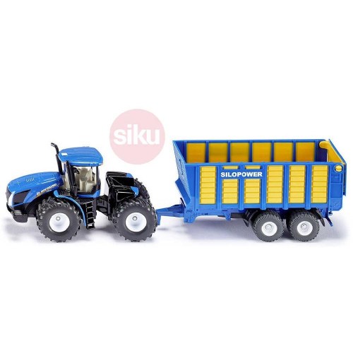 SIKU Traktor modrý New Holland set s přívěsem Joskin 1:50 model kov 1947