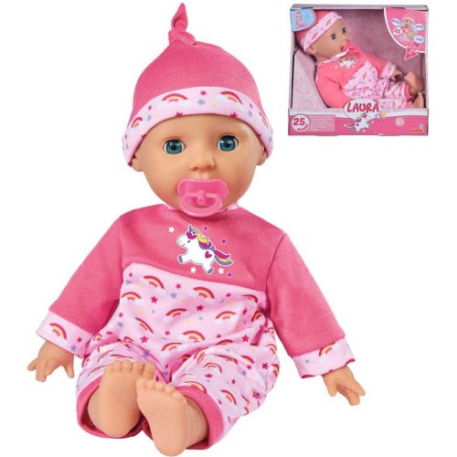 SIMBA Panenka Laura Tickle Baby 38cm miminko s dudlíkem na baterie Zvuk