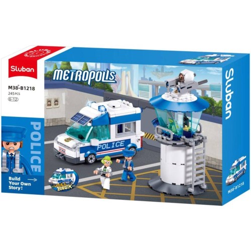 SLUBAN Metropolis Auto Policie s věží 245 dílků + 2 figurky STAVEBNICE