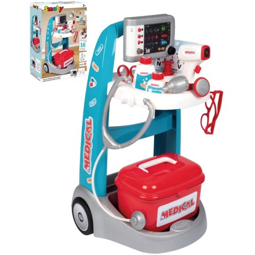 SMOBY Lékařský vozík + dětské lékařské potřeby na baterie Světlo Zvuk