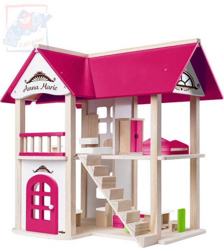 WOODY DŘEVO Vila Anna-Marie herní set dům s nábytkem a 2 panenkami