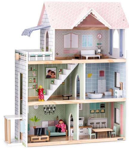 WOODY DŘEVO Domeček pro panenky Molly na baterie Světlo Zvuk