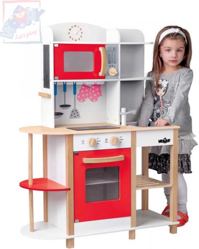 WOODY DŘEVO Kuchyňské studio Wendy herní set kuchyňka s nádobím a doplňky